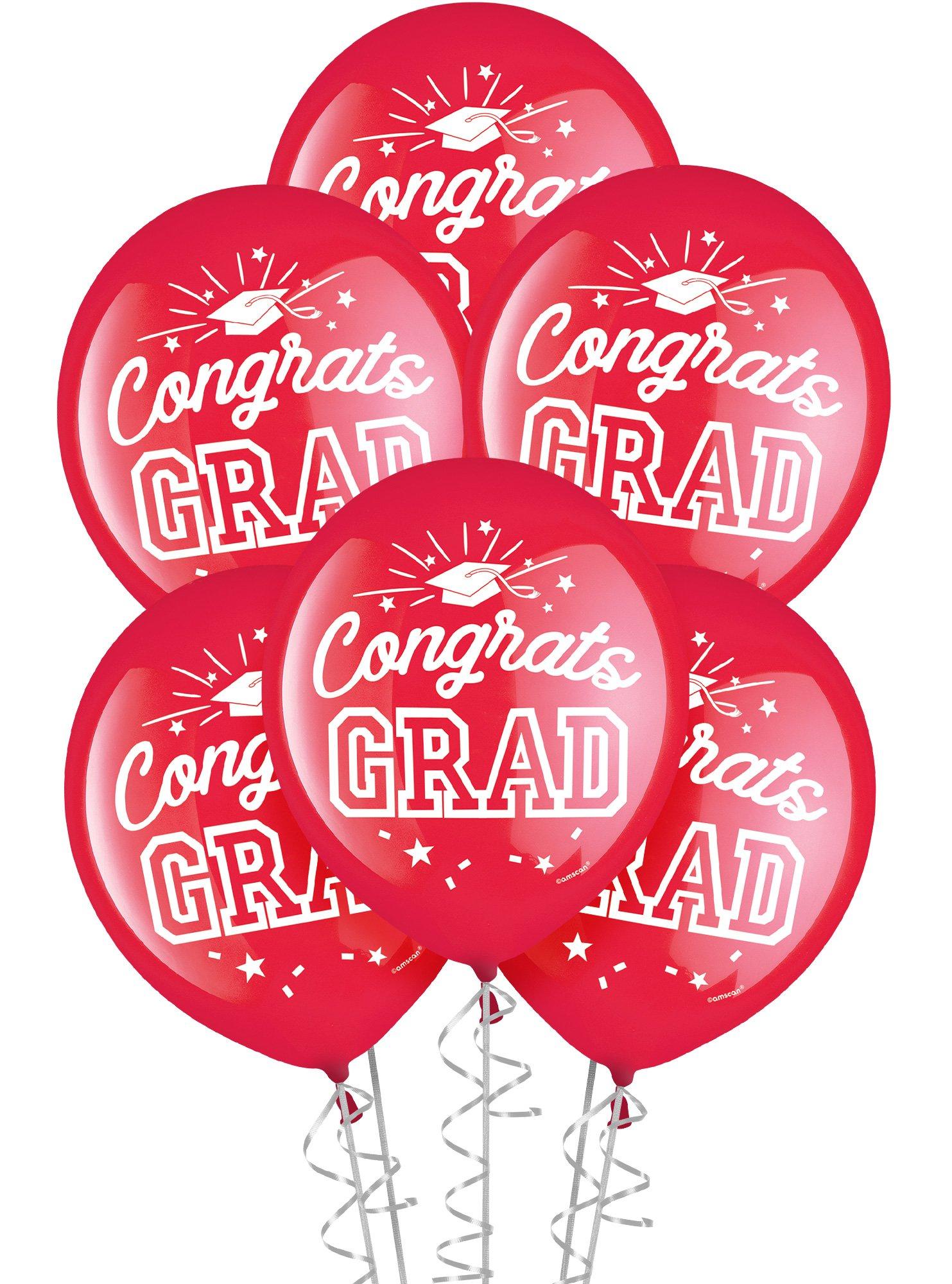 15ct. 12in. Congrats Grad Latex Balloons. Assorted Colors - Image 7