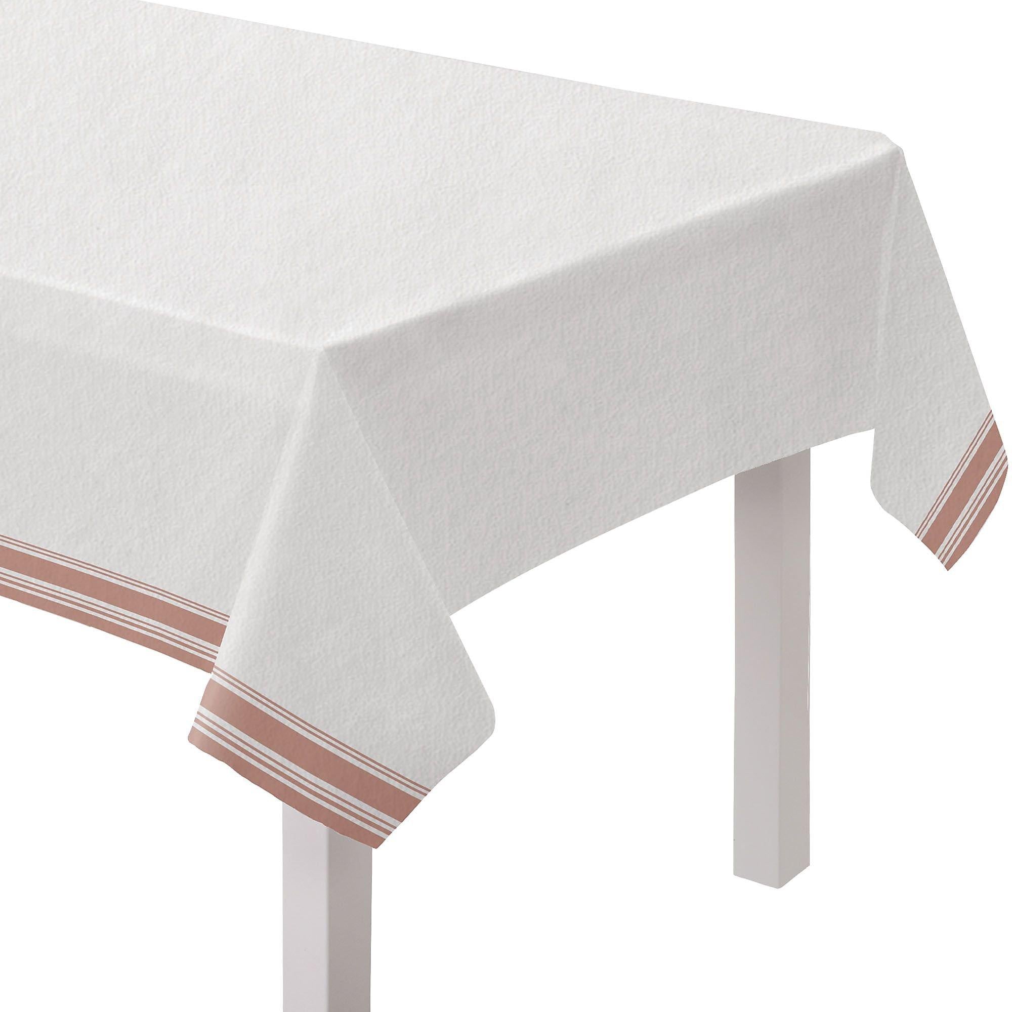 Striped Border Premium Paper Table Cover. 54in x 102in. Assorted Colors - Image 3