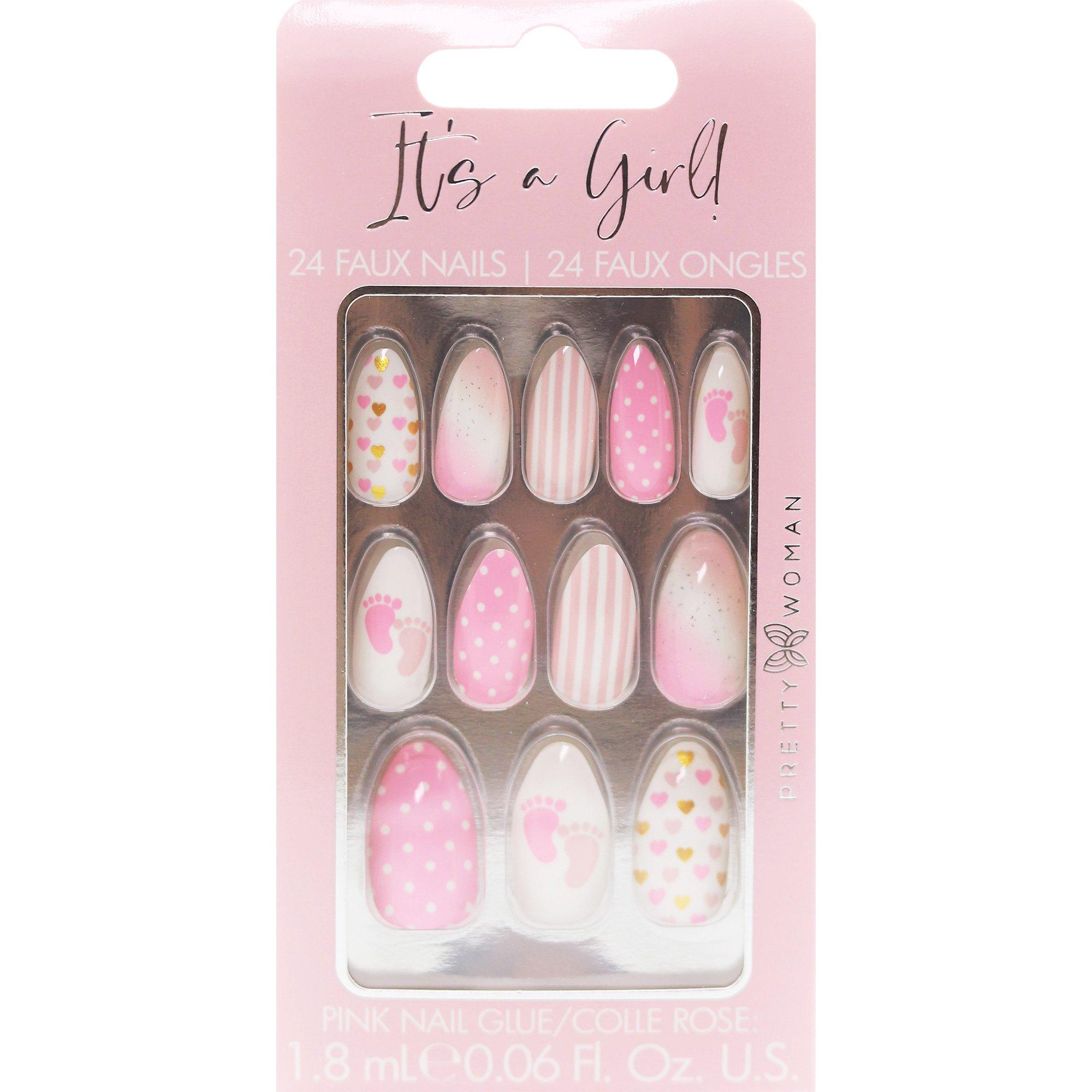 It's a Baby Shower Faux Nail Set. 24pc. Assorted Colors - Image 5