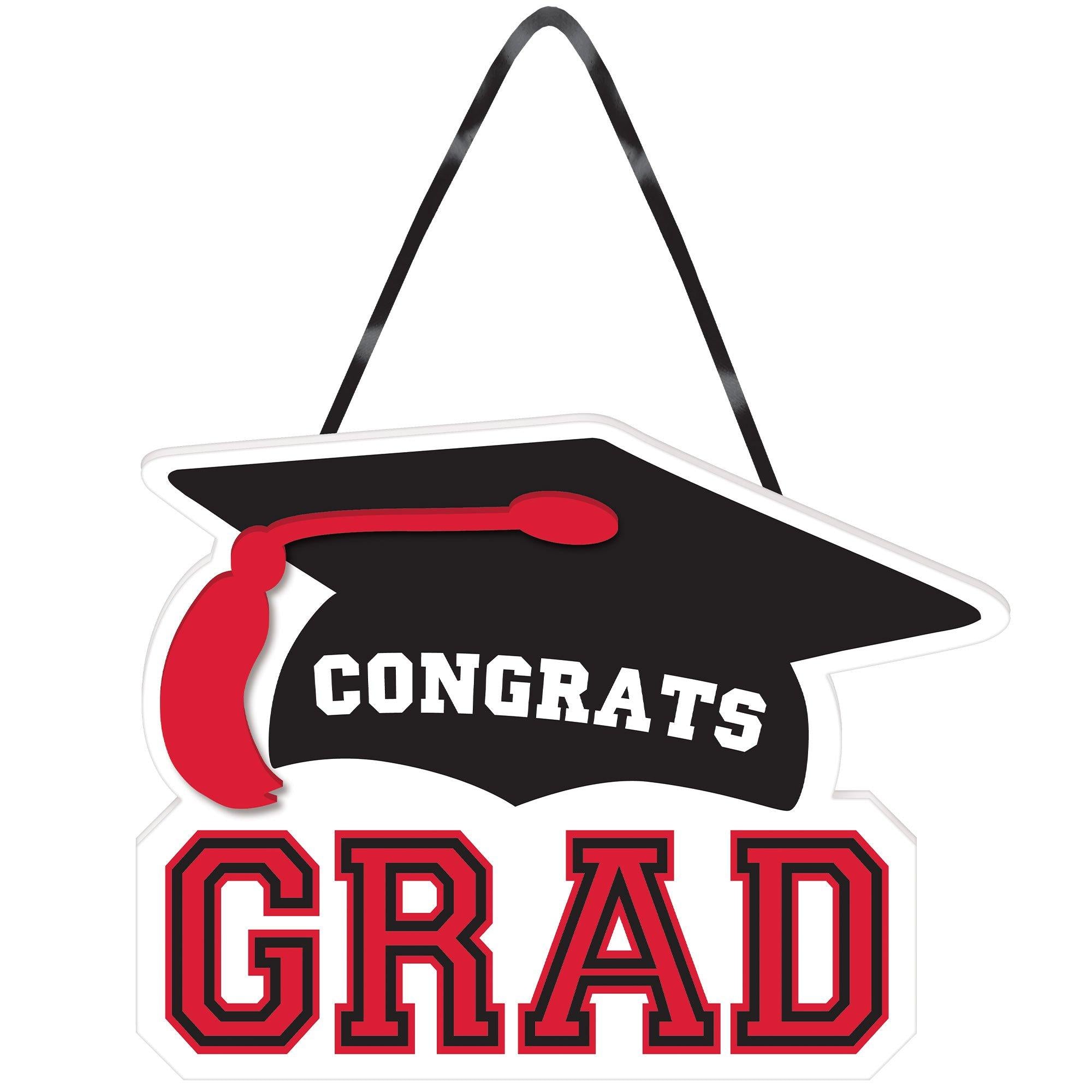 Congrats Grad MDF Hanging Sign. 10.15in x 7.6in. Assorted Colors - Image 2