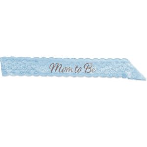 Pink Lace Mom to Be Sash. 28.5in. Assorted Colors