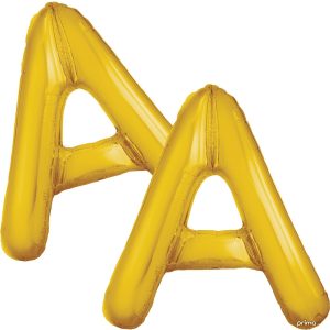 16in Air-Filled Letter (A-Z) Balloons. 2ct. Assorted Colors