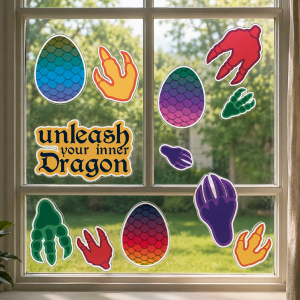 Dragon Party Vinyl Window Clings. 12pc