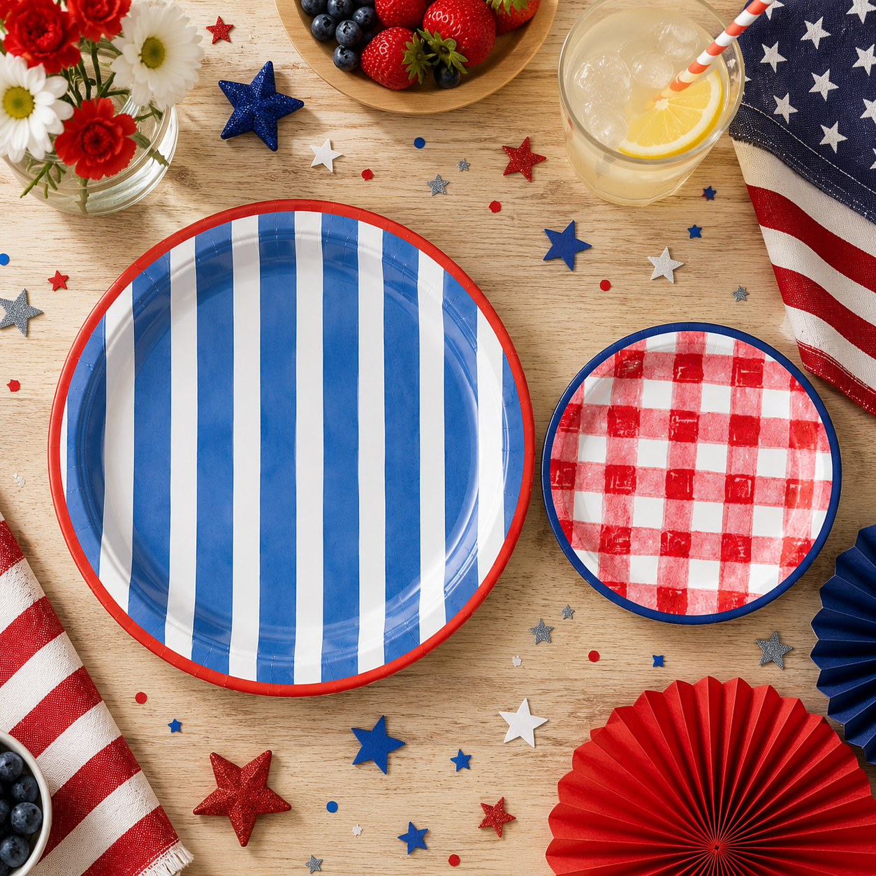Patriotic Patchwork Paper Plates. 8ct. Assorted Options - Image 5