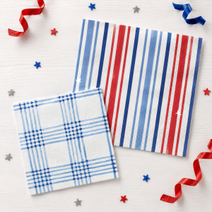 Patriotic Patchwork Paper Lunch Napkins. 16ct. Assorted Options