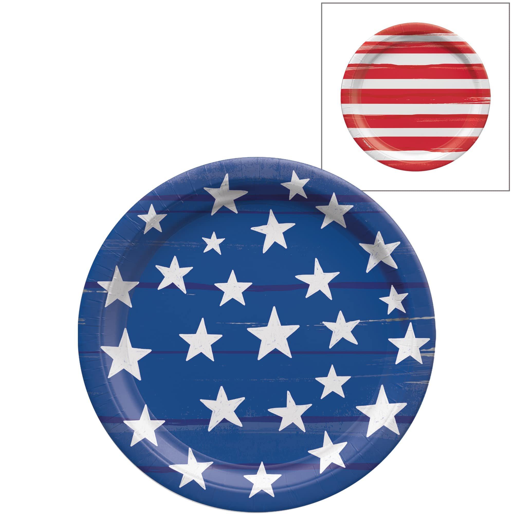 Painted Patriotic Paper Dessert Plates. 8ct. Assorted Options - Image 2