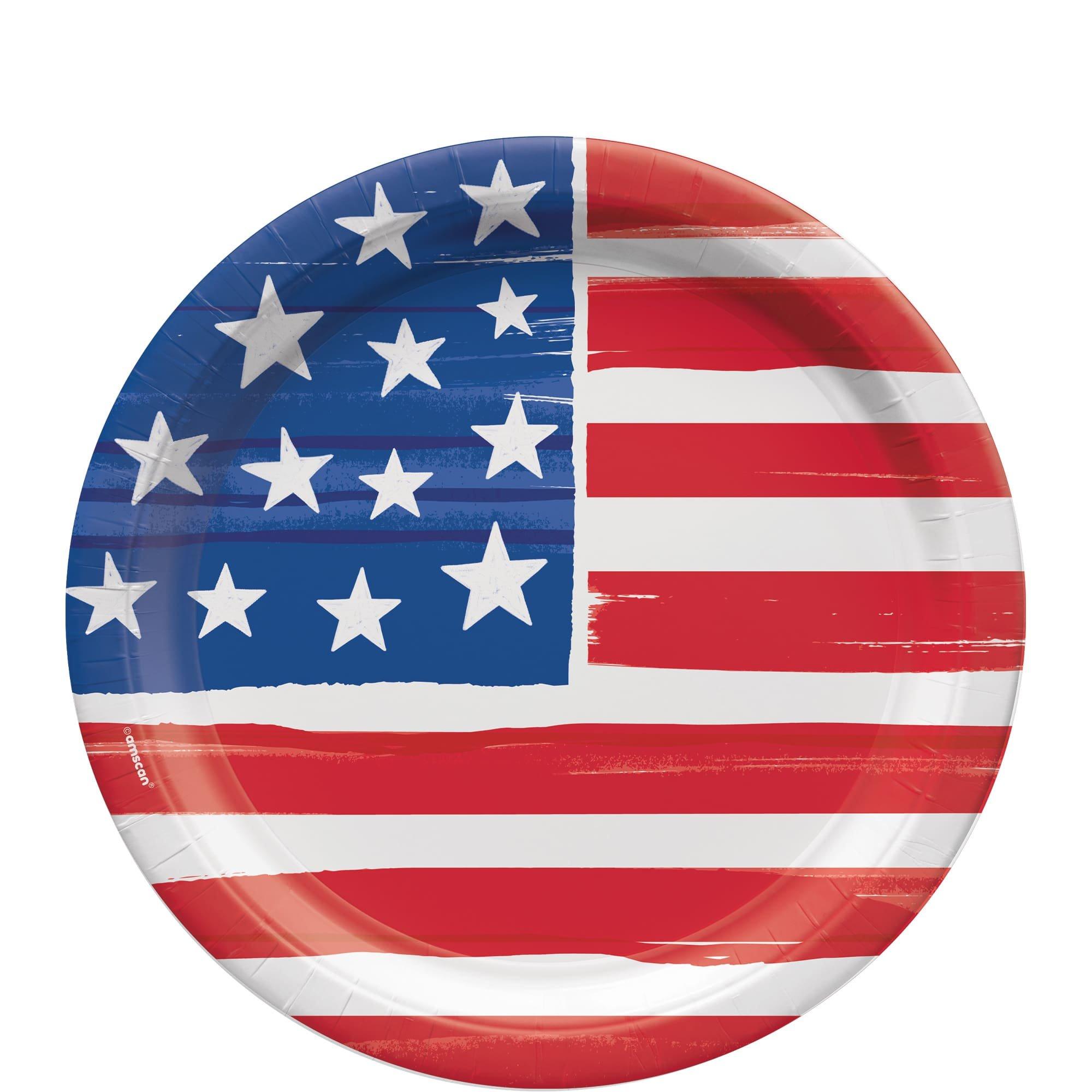 Painted Patriotic Paper Dessert Plates. 8ct. Assorted Options - Image 3