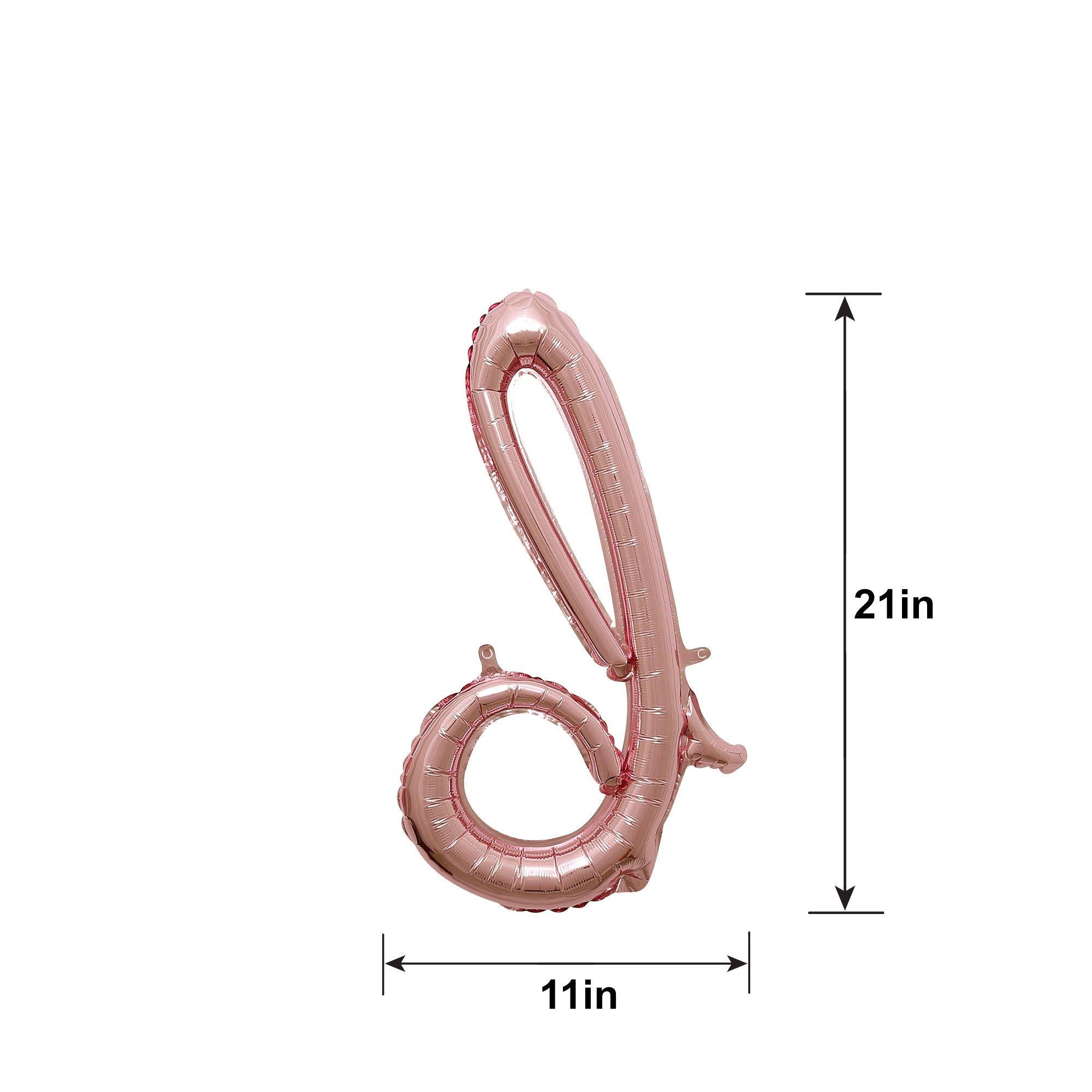 Air-Filled Rose Gold Lowercase Cursive Letter (A-Z) Foil Balloon. 10in x 8in - Image 13