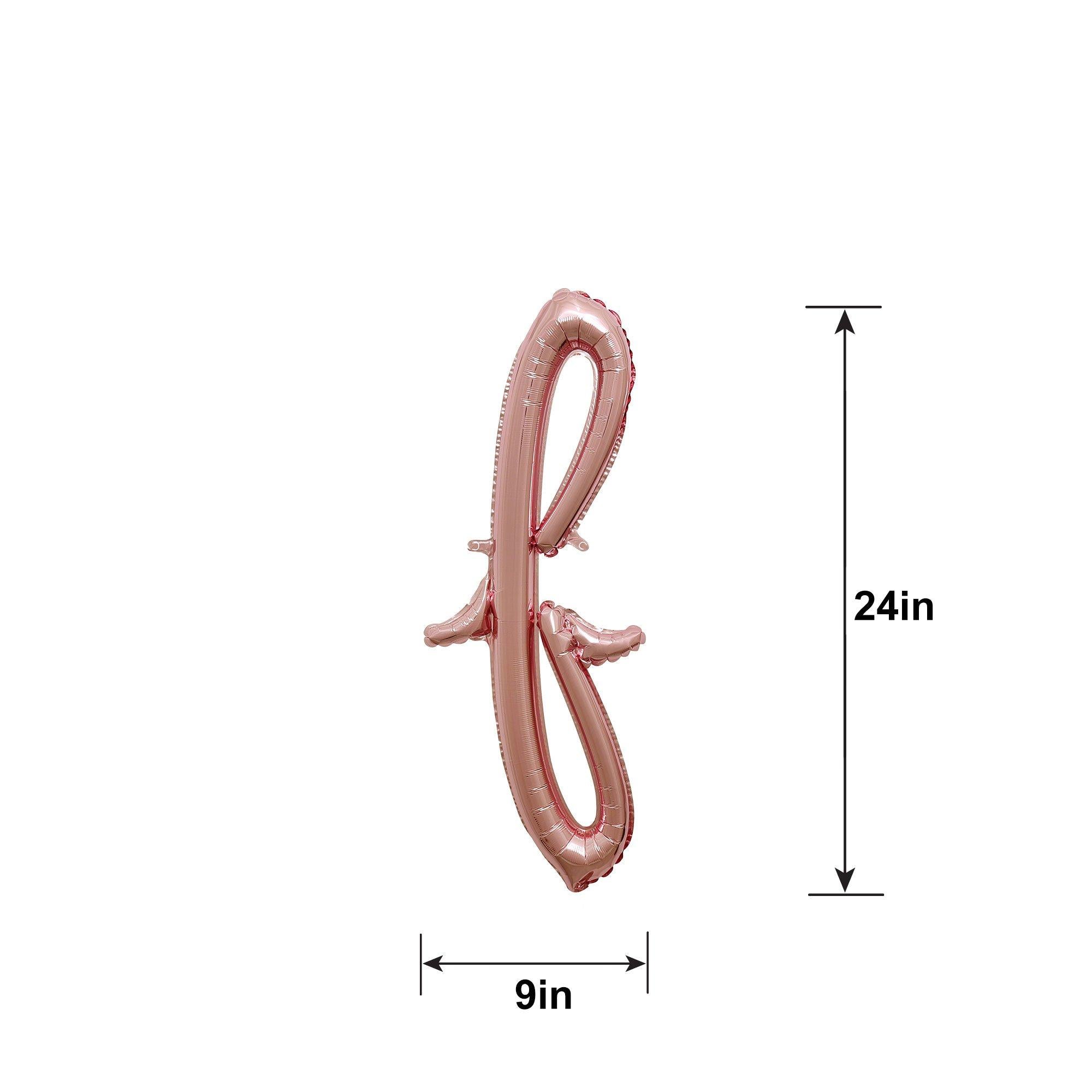 Air-Filled Rose Gold Lowercase Cursive Letter (A-Z) Foil Balloon. 10in x 8in - Image 19