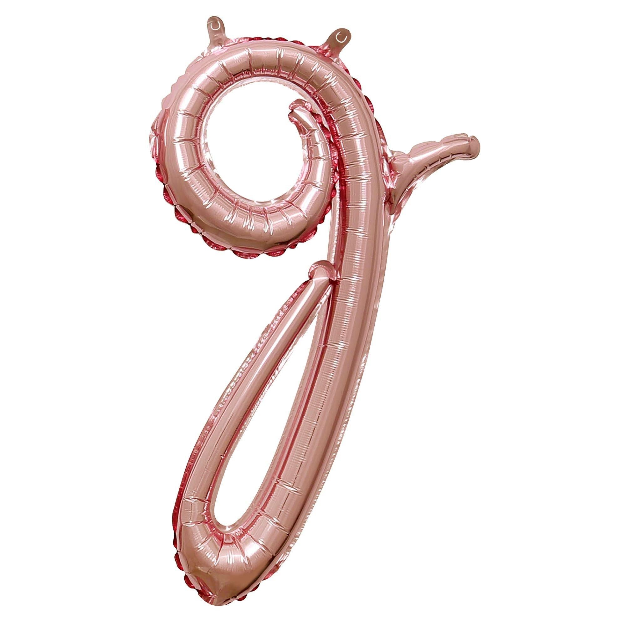 Air-Filled Rose Gold Lowercase Cursive Letter (A-Z) Foil Balloon. 10in x 8in - Image 20