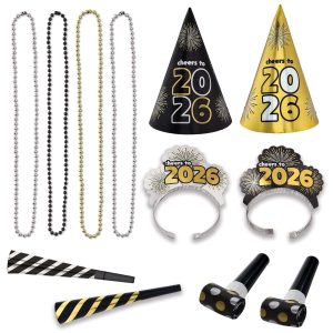 Black. Silver. & Gold NYE Party Kit. Multiple Counts