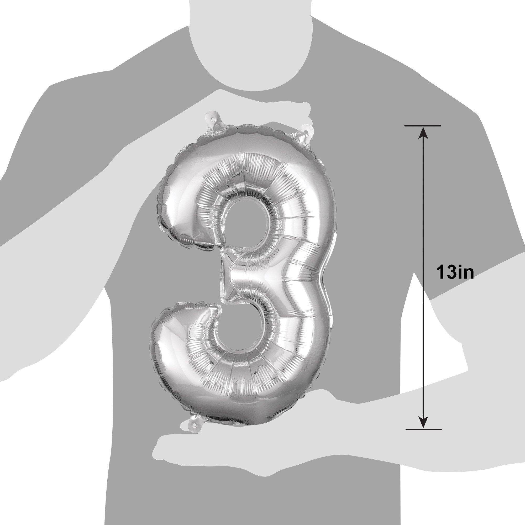 13in Air-Filled Silver Number (0-9) Balloons - Image 14