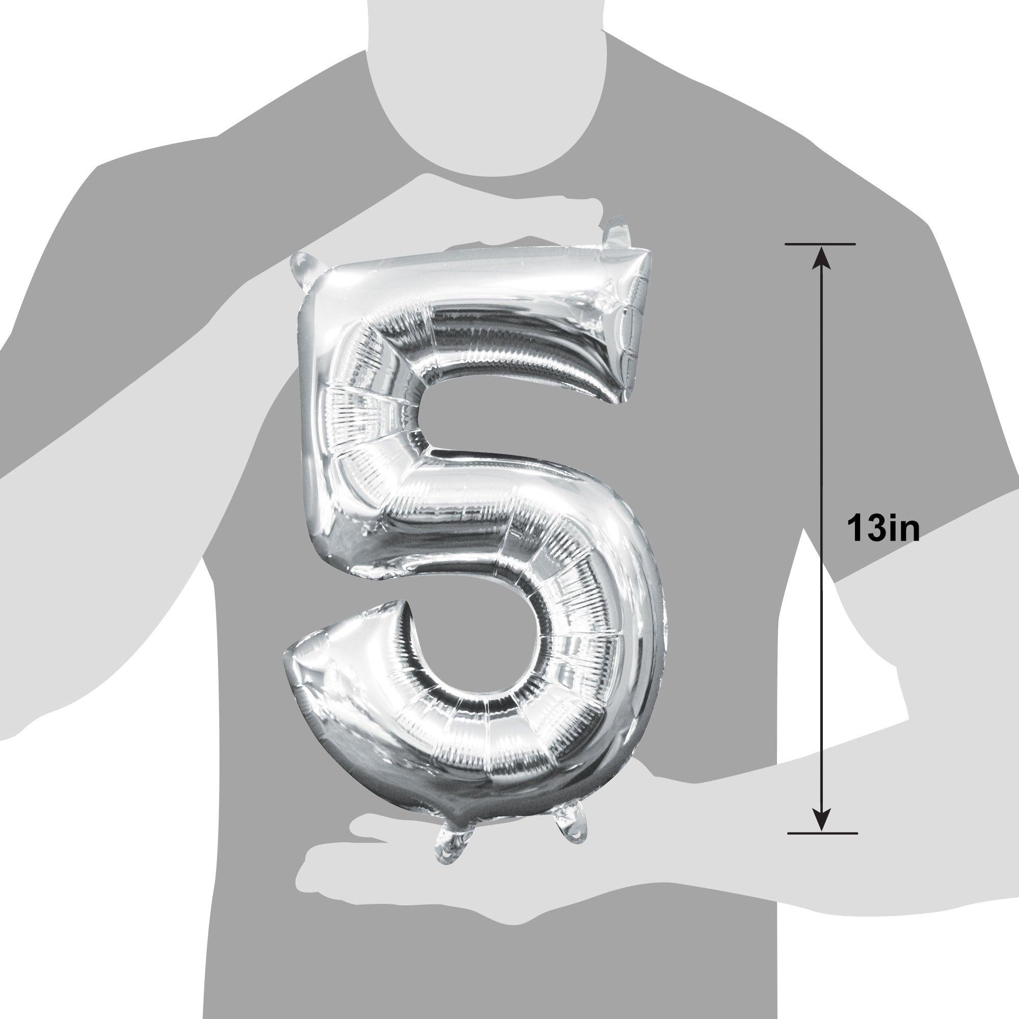 13in Air-Filled Silver Number (0-9) Balloons - Image 20