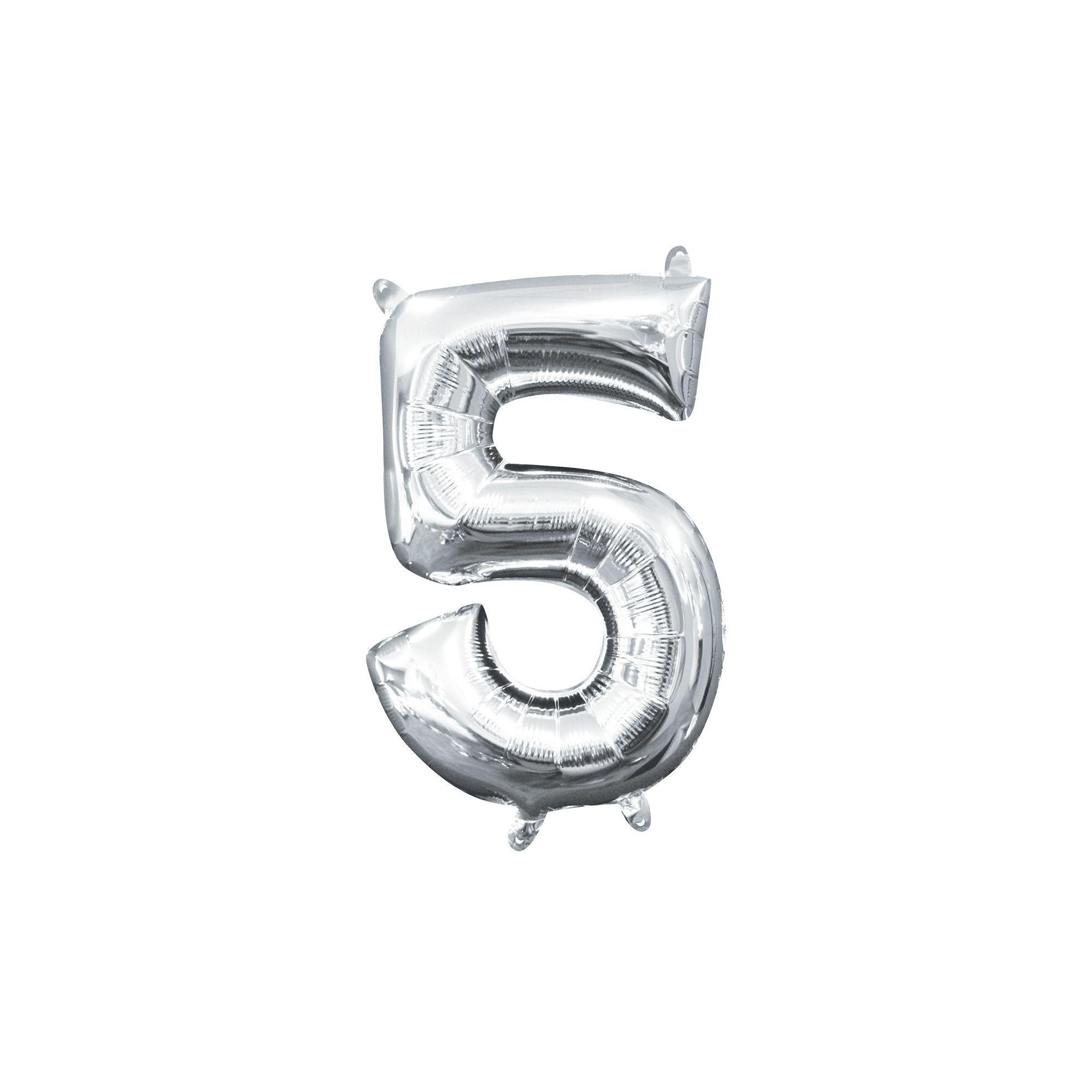 13in Air-Filled Silver Number (0-9) Balloons - Image 3