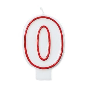 Red Outline Birthday Number (0-9) Candle. 3in