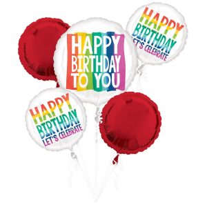 Rainbow Wish Birthday Foil Balloon Bouquet. Assorted Options