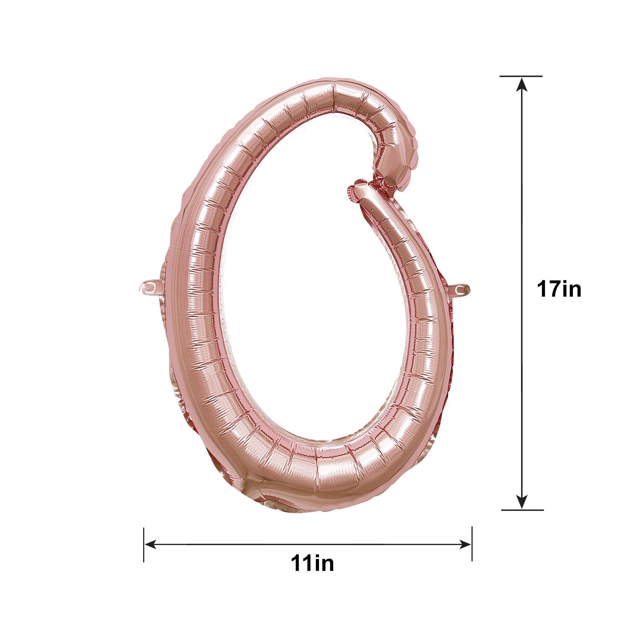 Air-Filled Rose Gold Cursive Number (0-9) Foil Balloon. 10in x 18in - Image 3