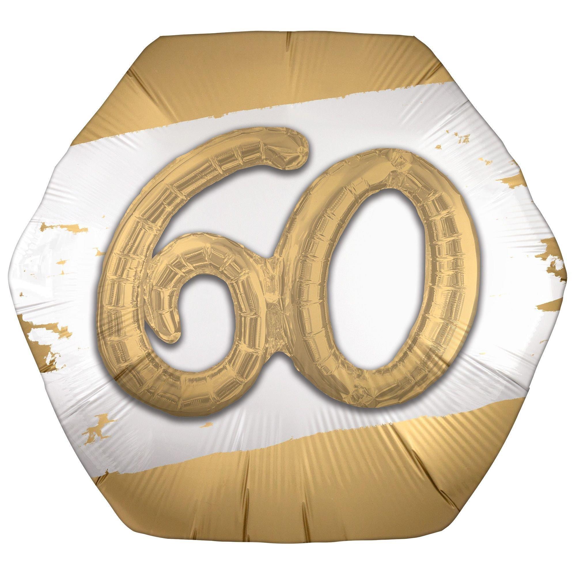 Satin Golden Age Happy Birthday Hexagonal Foil Balloon. 30in x 28in. Ages - Image 5