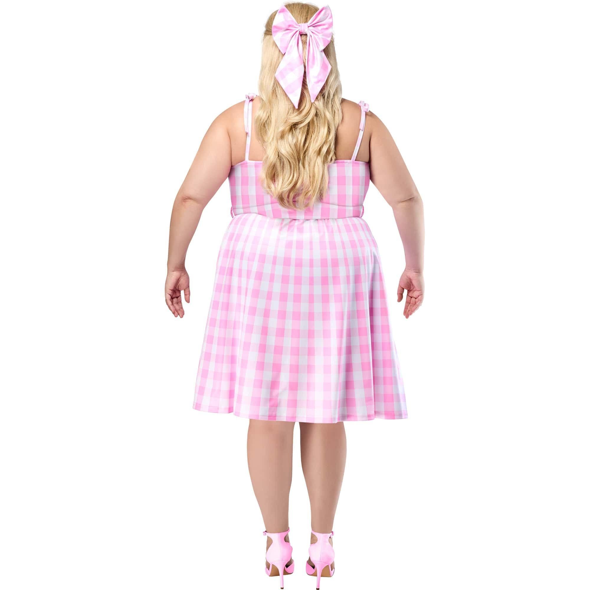 Women's Plus Size Barbie Movie Perfect Day Pink Gingham Dress - Image 4