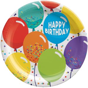 Balloon Birthday Celebration Lunch Plates. 9in. 60ct
