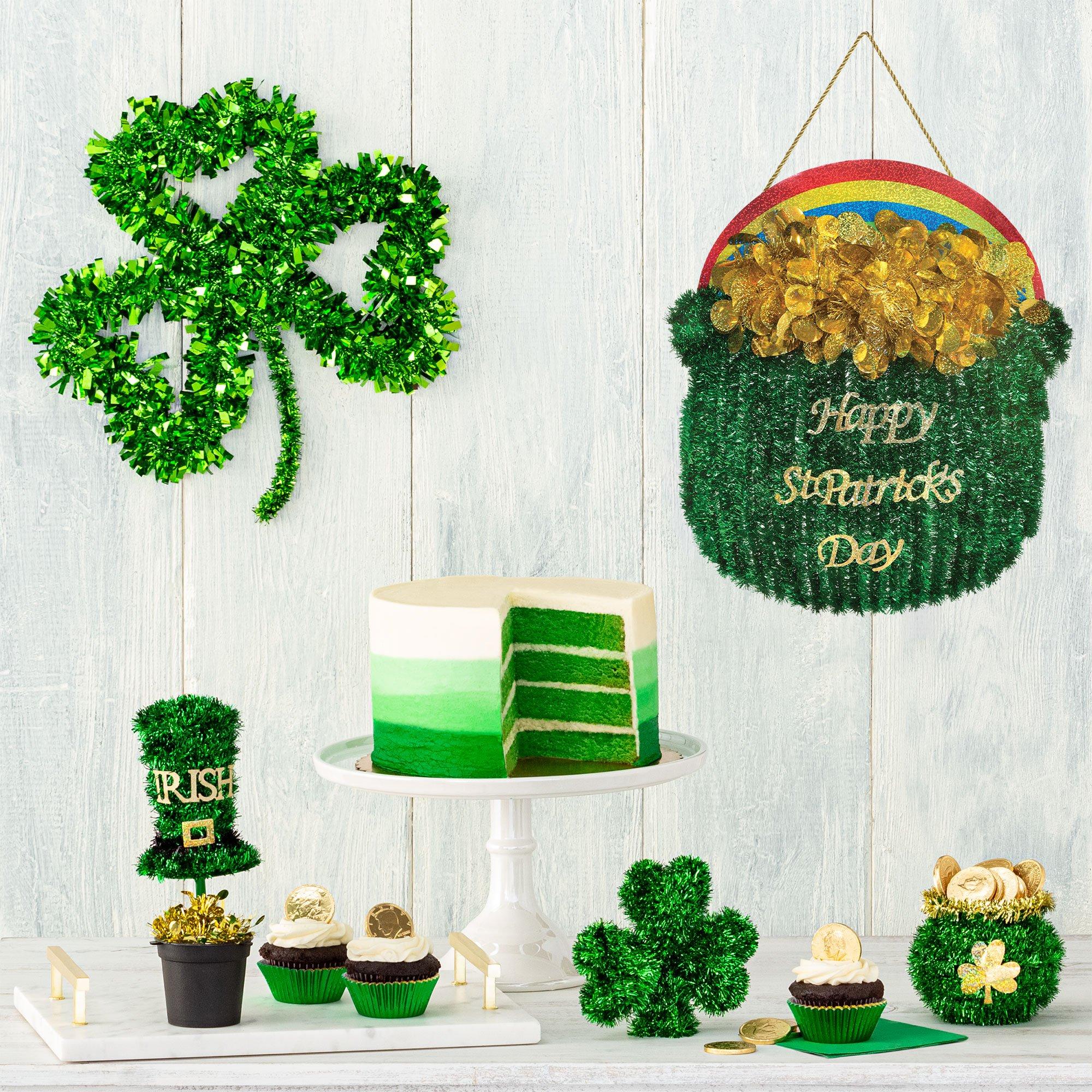3D Mini Green St. Patrick's Day Tinsel Shamrock - Image 2